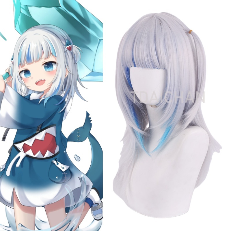 Gaming Accessories Korea - 2025 Gawr Gura Parrucca Cosplay Bianco