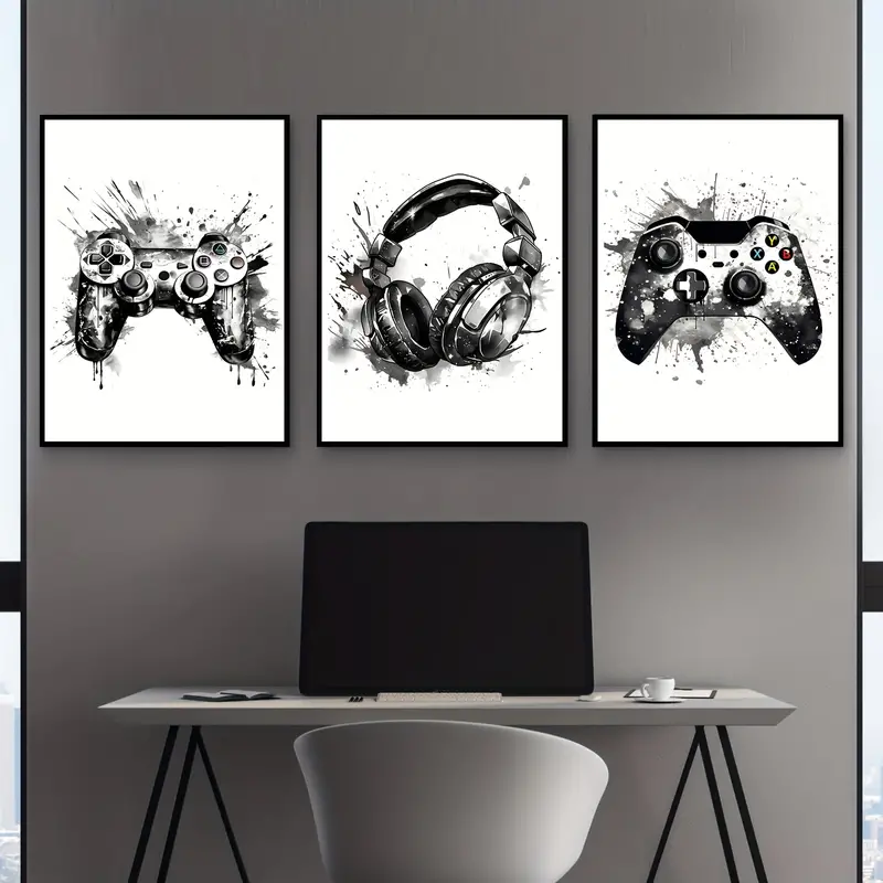 Gaming Accessories For Bedroom - 3 quadri su tela senza cornice,